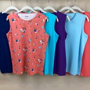 Blair Size Small Sleeveless Shirt Bundle - 6 Tank Tops Floral Blue Orange Purple